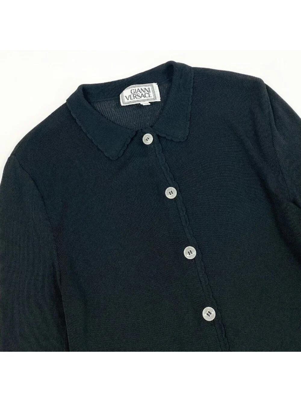Versace Long Sleeve Knit Cardigan Ribbed